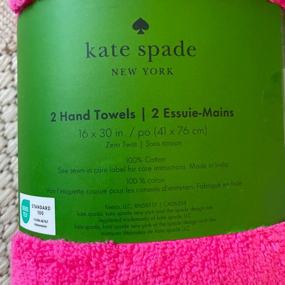 KATE SPADE Set of 4 Hot Pink Cotton Wash Cloths 13x13 NEW - Picture 7 of 9